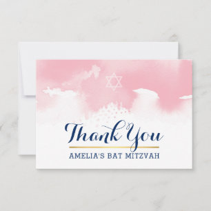 BEDANKT BAT MITZVAH moderne ster ROZE waterverf