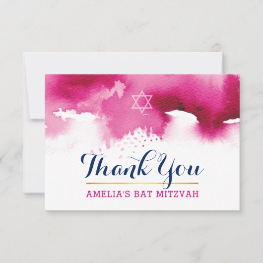 BEDANKT BAT MITZVAH stijlvolle sterroze waterverf (Voorkant)