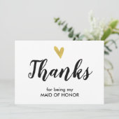 Bedankt | Bedankt dat je mijn Maid of Honor Kaart (Staand voorkant)