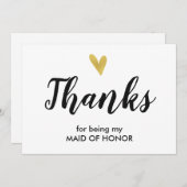 Bedankt | Bedankt dat je mijn Maid of Honor Kaart (Voorkant / Achterkant)