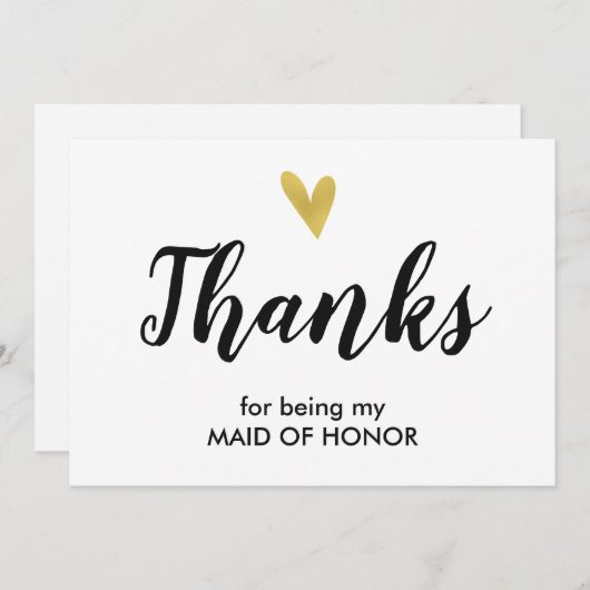 Bedankt | Bedankt dat je mijn Maid of Honor Kaart (Voorkant / Achterkant)