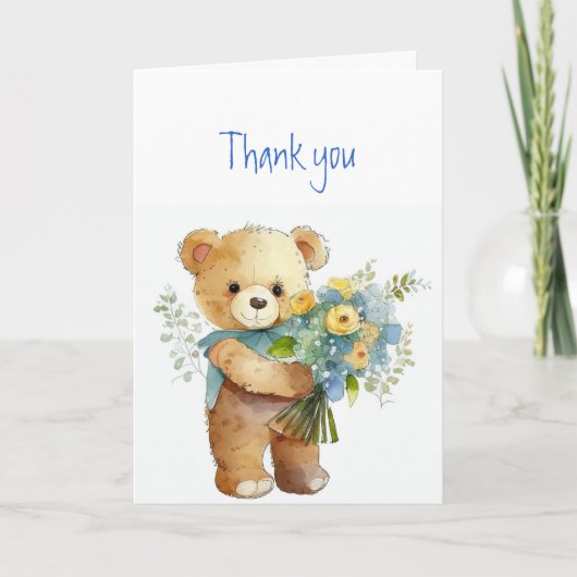 Bedankt Bedankt Flowers & Teddy Bear Kaart (Voorkant)