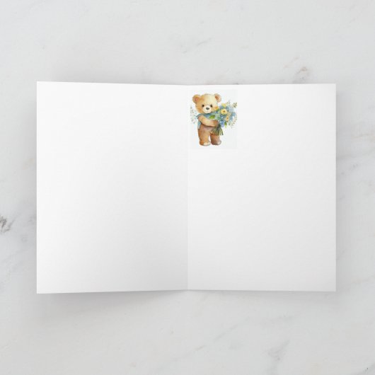 Bedankt Bedankt Flowers & Teddy Bear Kaart (Binnen)