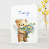 Bedankt Bedankt Flowers & Teddy Bear Kaart (Gele Bloem)