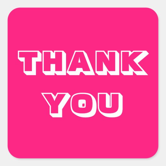 Bedankt, bedankt, fuchsia roze wit vierkante sticker (Voorkant)