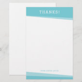 BEDANKT BEDANKT OPMERKING eenvoudig modern turquoi Briefpapier (Voorkant / Achterkant)