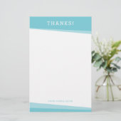 BEDANKT BEDANKT OPMERKING eenvoudig modern turquoi Briefpapier (Staand voorkant)