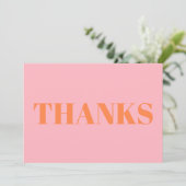 Bedankt, bedankt pastel oranje roze moderne kaart (Staand voorkant)