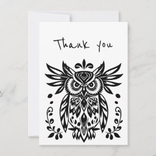 Bedankt Bedankt Tribal Folk Art Owl Bird Kaart