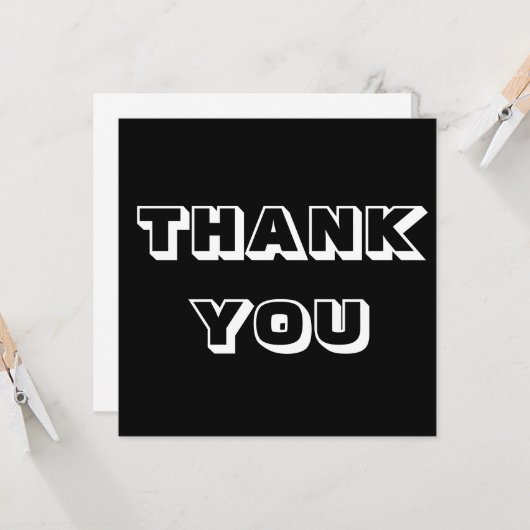 Bedankt, bedankt, zwart wit kaart (Voorkant / Achterkant in situ)