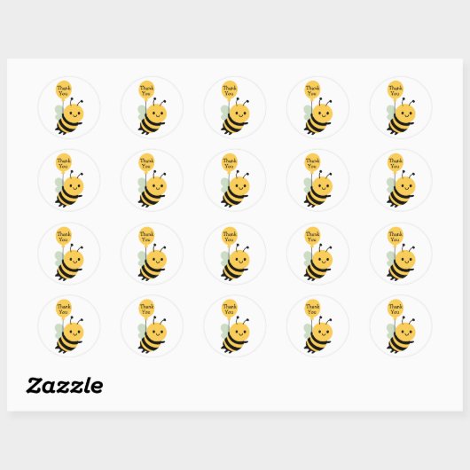 Bedankt Bee Whimsical Ronde Sticker (Vel)