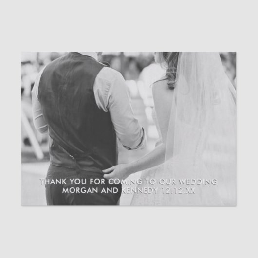 Bedankt Bericht Trouwfoto Tissue Paper Tissuepapier (Voorkant)
