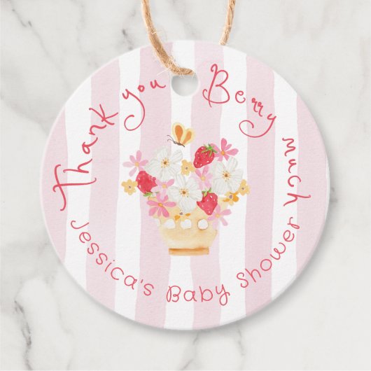 Bedankt Berry Much Whimsical Baby shower Bedankjes Labels (Voorkant)