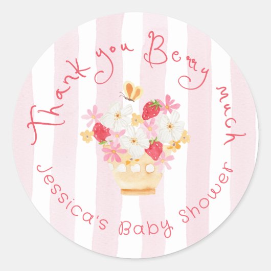 Bedankt Berry Much Whimsical Baby shower Ronde Sticker (Voorkant)