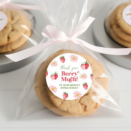 Bedankt Berry veel roze aardbeien verjaardag meisj Ronde Sticker