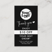 Bedankt Bestel Business Logo QR Code Black Retail Kortingskaartje (Voorkant)