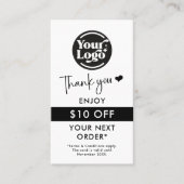 Bedankt Bestel Business Logo QR Code White Retail Kortingskaartje (Voorkant)