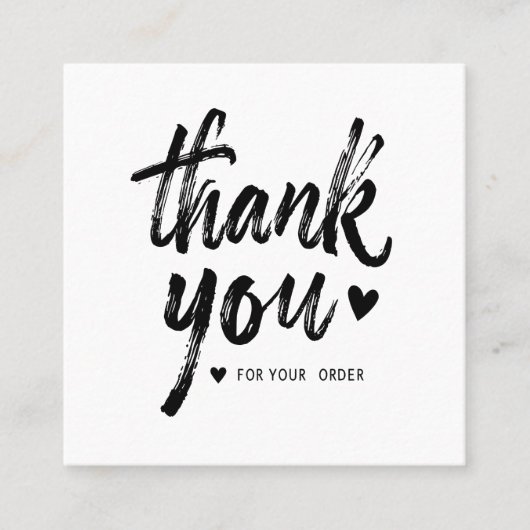 Bedankt Bestel Insert Kaart Vierkante Visitekaartje (Voorkant)