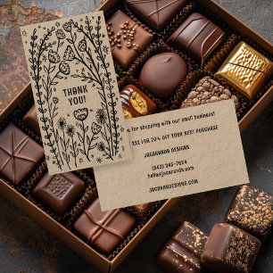 BEDANKT Bestel Korting Elegant Wildflower Kraft Visitekaartje