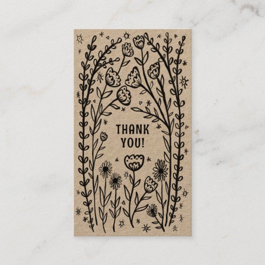 BEDANKT Bestel Korting Elegant Wildflower Kraft Visitekaartje (Voorkant)