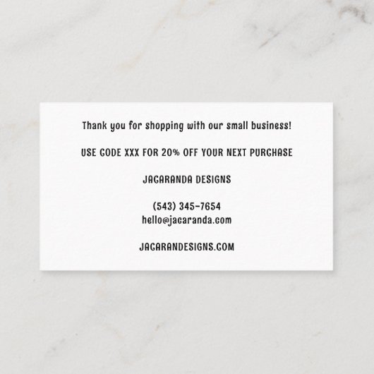 BEDANKT Bestel Kortingscode Elegant Wildflower Visitekaartje (Achterkant)