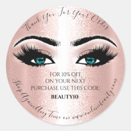 Bedankt Bestellen Logo Korting Roos Lash Blue Eyes Ronde Sticker