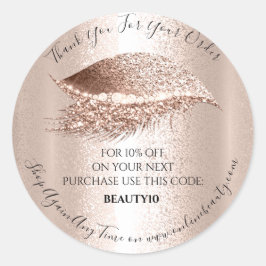 Bedankt Bestellen Logo Korting Roos Lash Make-up V Ronde Sticker