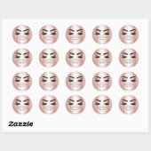 Bedankt Bestellen Logo Korting Roos Lashes Roze Ronde Sticker (Vel)