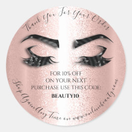 Bedankt Bestellen Logo Korting Roos Lashes Roze Ronde Sticker