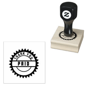 Bedankt Betaald Logo Gedrukt Zon Stijl Jet Zwart Rubberstempel
