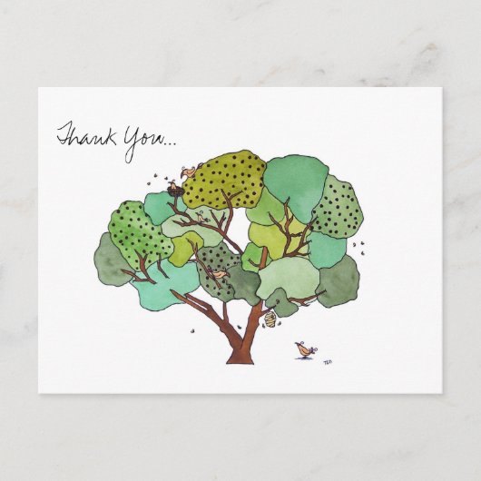 Bedankt Bird and the Bees Waterverf Briefkaart (Voorkant)