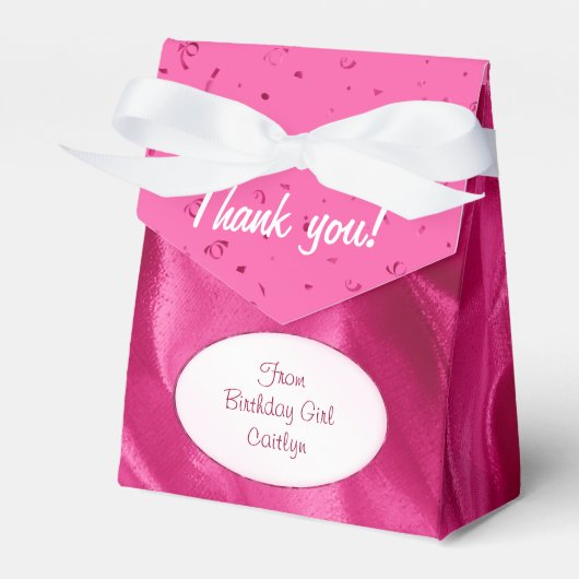 "Bedankt" Birthday Fuchsia Textured Fabric Kijk Bedankdoosjes (Voorkant Zijde)