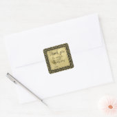 Bedankt - Black and Gold Simple Stripes Vierkante Sticker (Envelop)