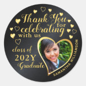 Bedankt Black & Gold 2025 Party Afstuderen Favorie Ronde Sticker (Voorkant)