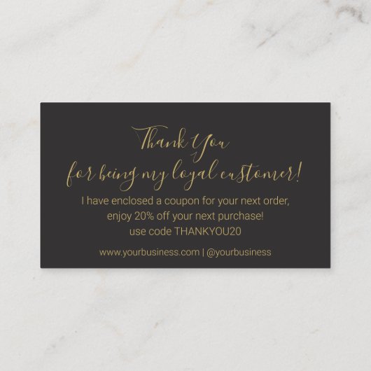 Bedankt, Black Gold Chic Small Business Informatiekaartje (Achterkant)