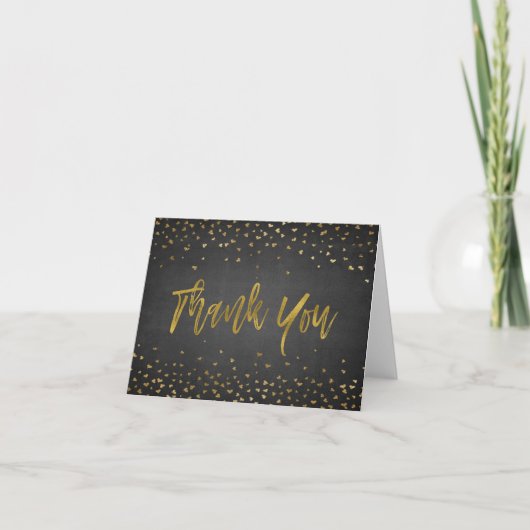 Bedankt Black & Gold Foil Hearts Confetti (Voorkant)