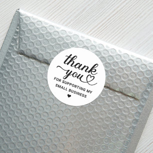Bedankt Black Heart Script Small Business Ronde Sticker