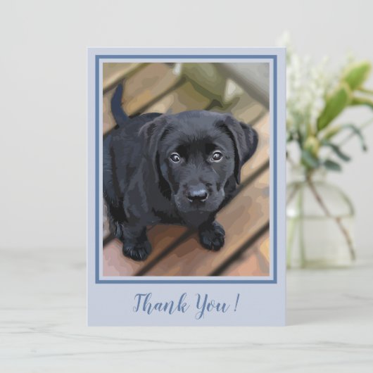 Bedankt Black Lab Puppy - Blauw Schattigee Labrado (Staand voorkant)