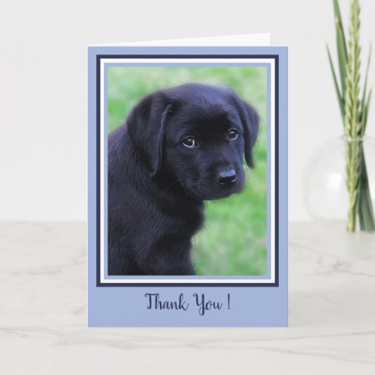 Bedankt Black Labrador Puppy Schattige Hondenblauw (Voorkant)