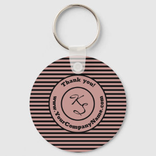 Bedankt Black Pink Custom Monogram, Bedrijfsnaam Sleutelhanger