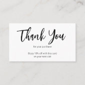 Bedankt Black White Business Logo Volgende bezoek Kortingskaartje (Voorkant)