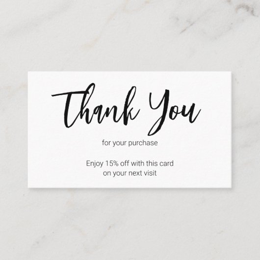 Bedankt Black White Business Logo Volgende bezoek Kortingskaartje (Voorkant)