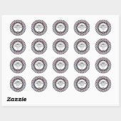 Bedankt Black White Gingham Classic Round Sticker (Vel)