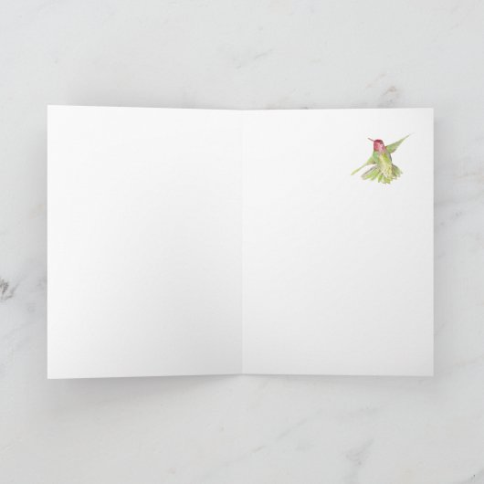 Bedankt Blank Cherry Blossom & Hummingbird Kaart (Binnen)