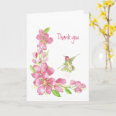 Bedankt Blank Cherry Blossom & Hummingbird Kaart (Gele Bloem)