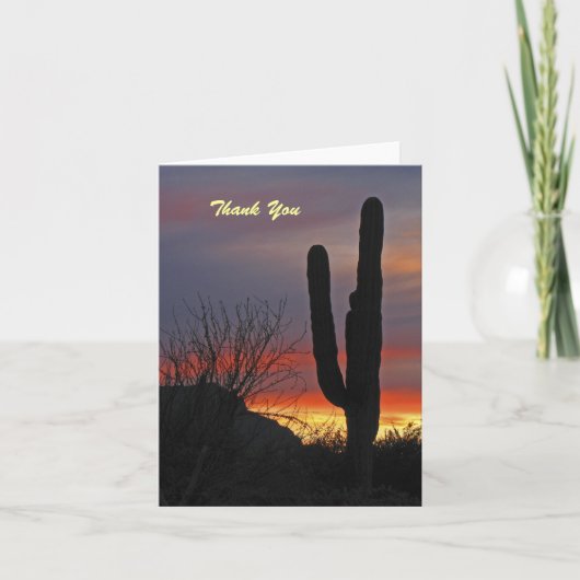 Bedankt, Blank Inside, Saguaro Cactus bij zonsonde Bedankkaart (Voorkant)