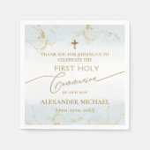 Bedankt Blauw Goud Kruis Jongen Eerste Heilige Com Servet (Voorkant)