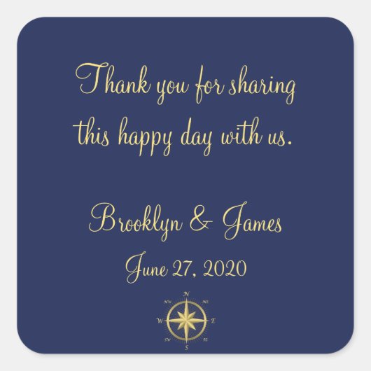 Bedankt Blauw Maritieme Huwelijksstickers Vierkante Sticker (Voorkant)