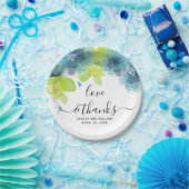 Bedankt blauwe bloemen, bloembruiloft papieren bordje (Feest)