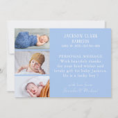 Bedankt Blauwe Foto Collage Baby Jongen Aankondigi Aankondiging (Achterkant)